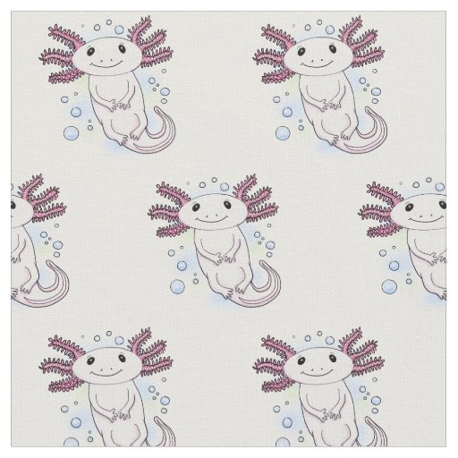 Adorable pink axolotl cartoon fabric