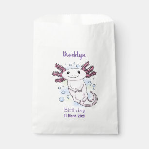 Adorable pink axolotl cartoon favor bag