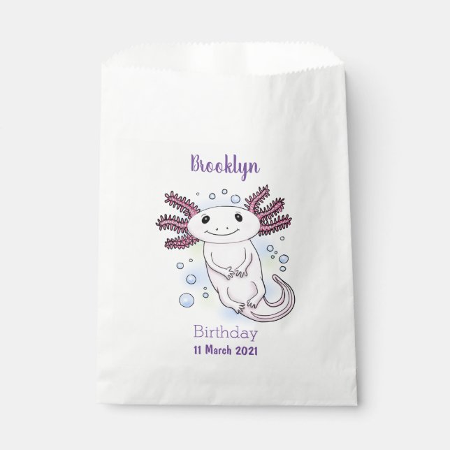 Adorable pink axolotl cartoon favor bag (Front)