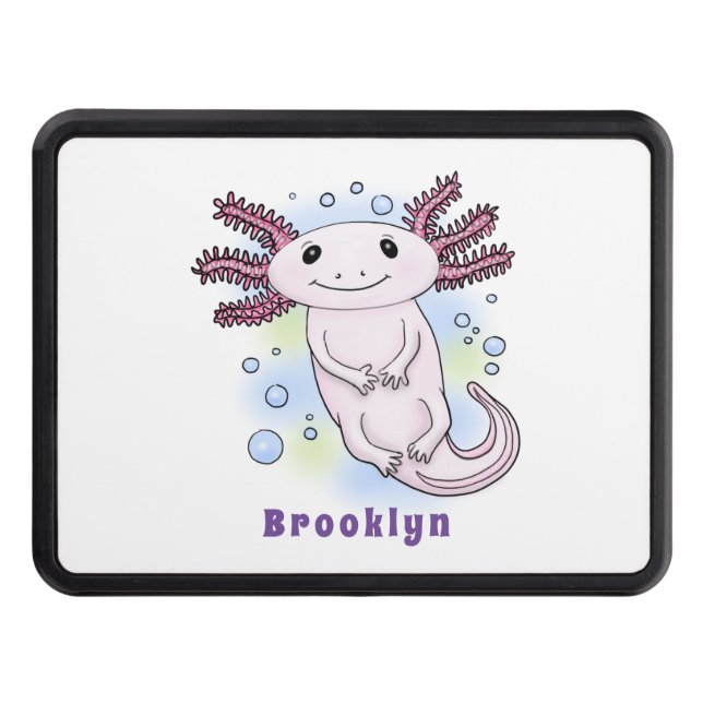 Adorable pink axolotl cartoon hitch cover (Front)