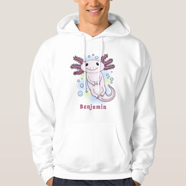 Adorable pink axolotl cartoon hoodie (Front)
