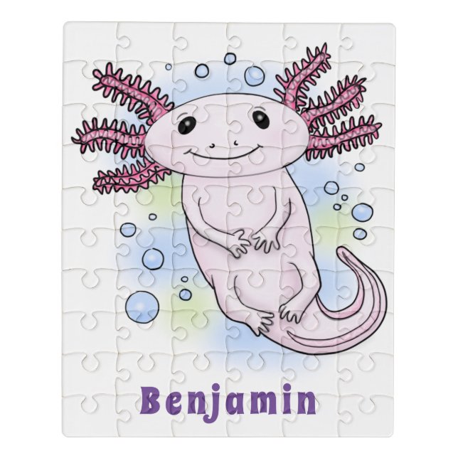 Adorable pink axolotl cartoon jigsaw puzzle (Puzzle Vertical)