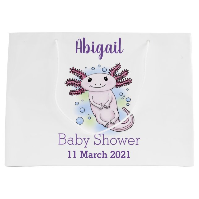 Adorable pink axolotl cartoon large gift bag (Front)