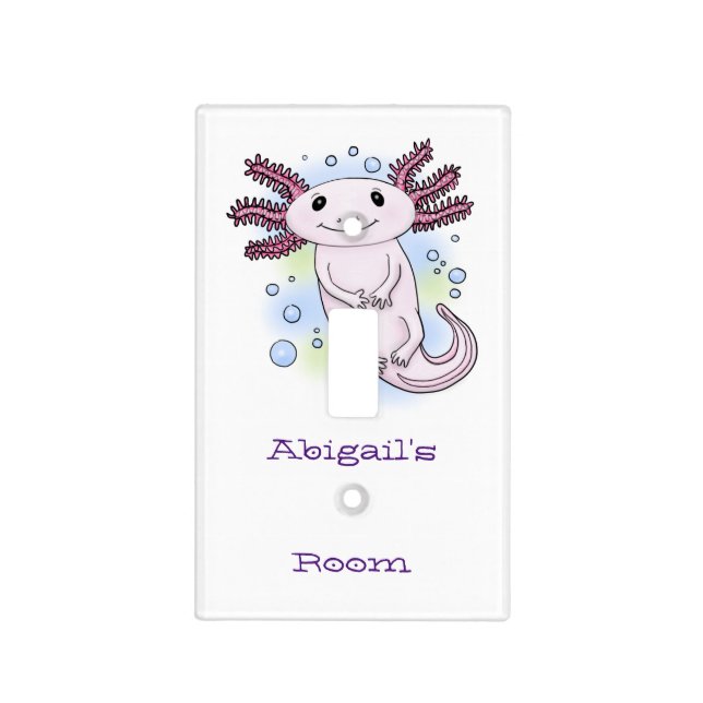 Adorable pink axolotl cartoon  light switch cover (Front)