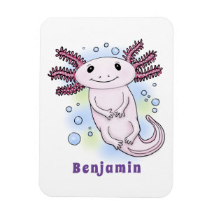 Adorable pink axolotl cartoon magnet