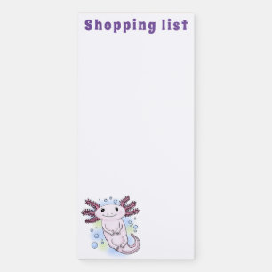 Adorable pink axolotl cartoon magnetic notepad