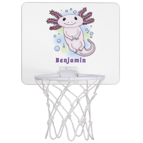 Adorable pink axolotl cartoon mini basketball hoop
