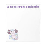 Adorable pink axolotl cartoon notepad