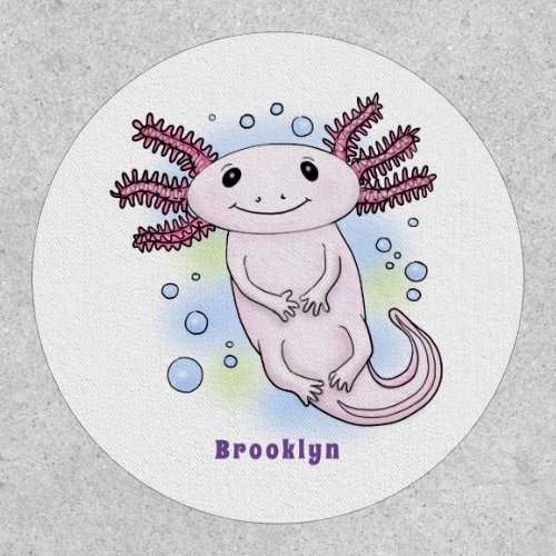 Adorable pink axolotl cartoon patch