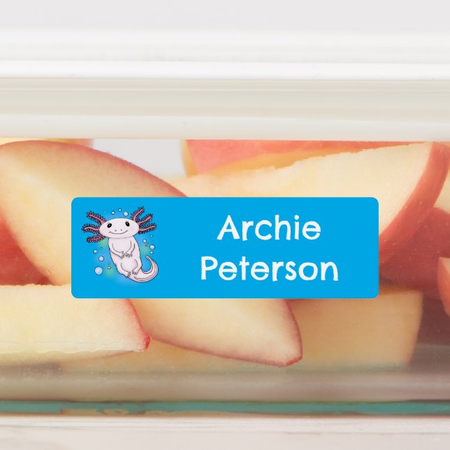 Adorable pink axolotl cartoon personalized labels (Affixed)