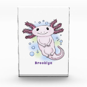 Adorable pink axolotl cartoon photo block
