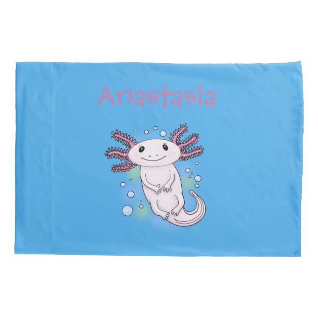 Adorable pink axolotl cartoon pillow case (Back)