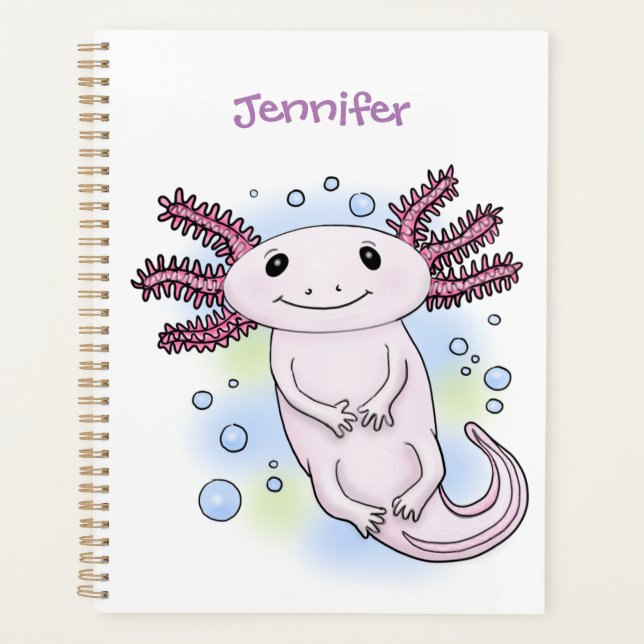 Adorable pink axolotl cartoon planner (Front)