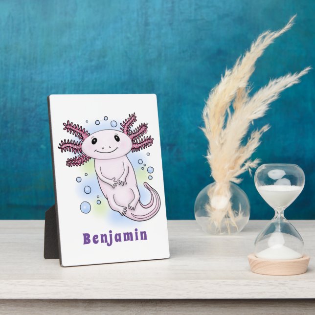 Adorable pink axolotl cartoon plaque (Side)