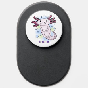 Adorable pink axolotl cartoon PopSocket