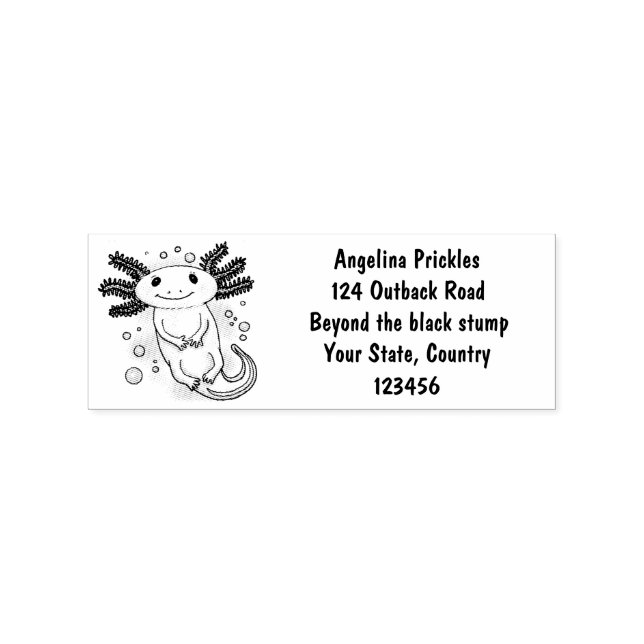 Adorable pink axolotl cartoon rubber stamp (Imprint)