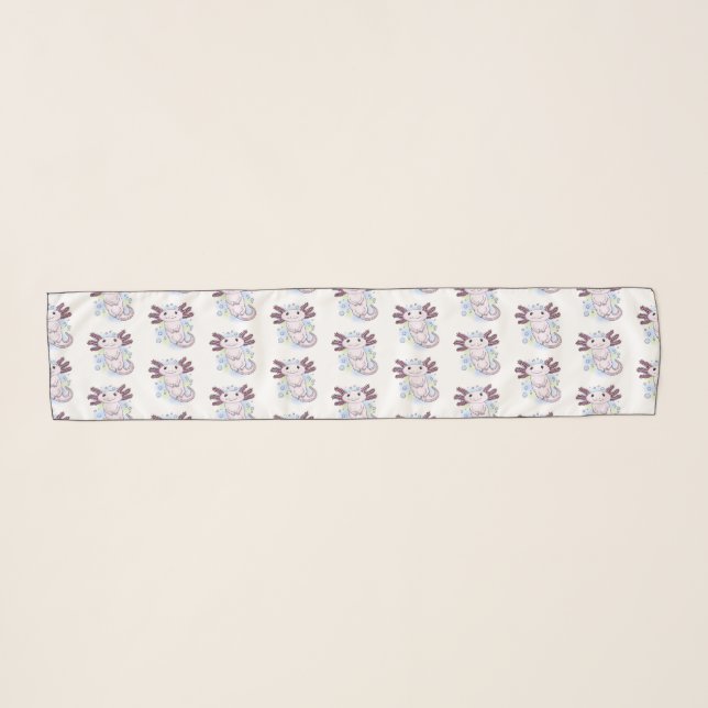 Adorable pink axolotl cartoon scarf (Front (Horizontal))
