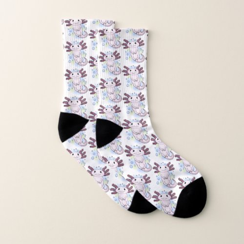 Adorable pink axolotl cartoon socks