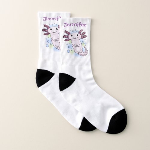 Adorable pink axolotl cartoon socks