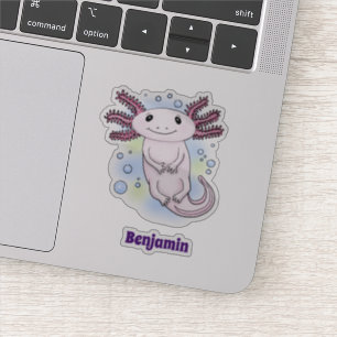 Adorable pink axolotl cartoon sticker