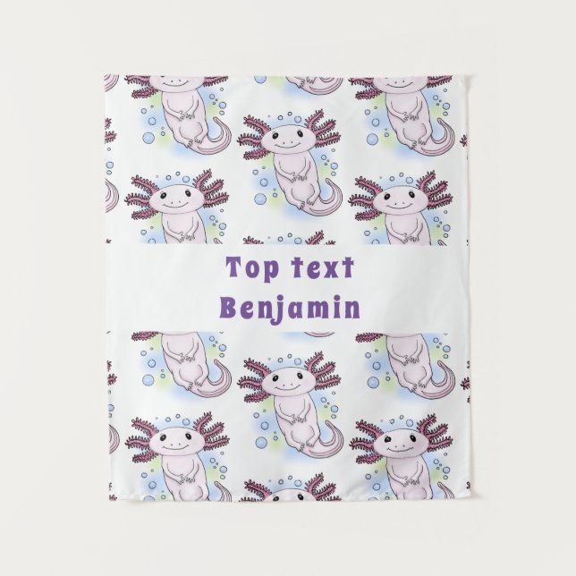 Adorable pink axolotl cartoon tapestry (Front)