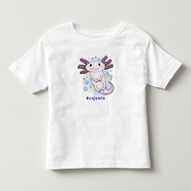 Adorable pink axolotl cartoon toddler t-shirt (Front)