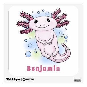 Adorable pink axolotl cartoon wall decal