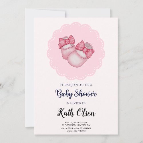 Adorable Pink Baby Girl Baby Shower Invitation