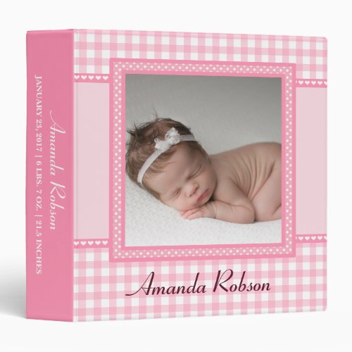 Adorable pink Baby Girl Photo Album 3 Ring Binder