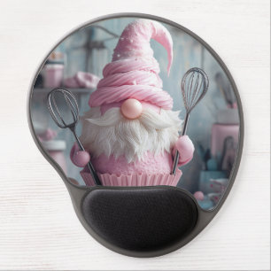 Adorable Pink Baking Gnome Cupcake Gel Mouse Pad