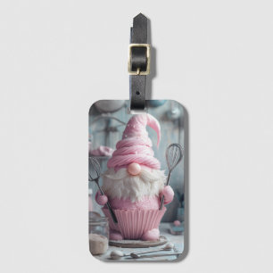Adorable Pink Baking Gnome Cupcake Luggage Tag