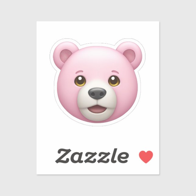 Adorable Pink Bear Emoji  Sticker (Sheet)