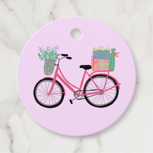 Adorable Pink Bicycle Holiday Christmas Cute Gift  Favor Tags