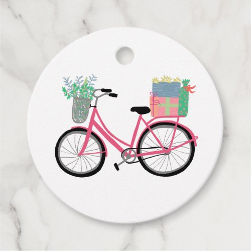 Adorable Pink Bicycle Holiday Christmas Cute Gift Favor Tags