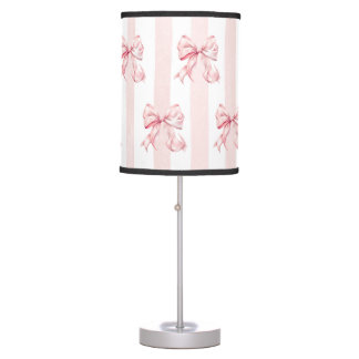 Adorable Pink Bow and Stripes Table Lamp