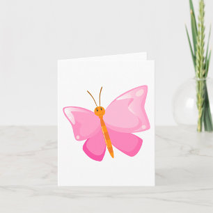Adorable Pink Cartoon Butterfly Card