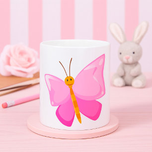 Adorable Pink Cartoon Butterfly Coffee Mug