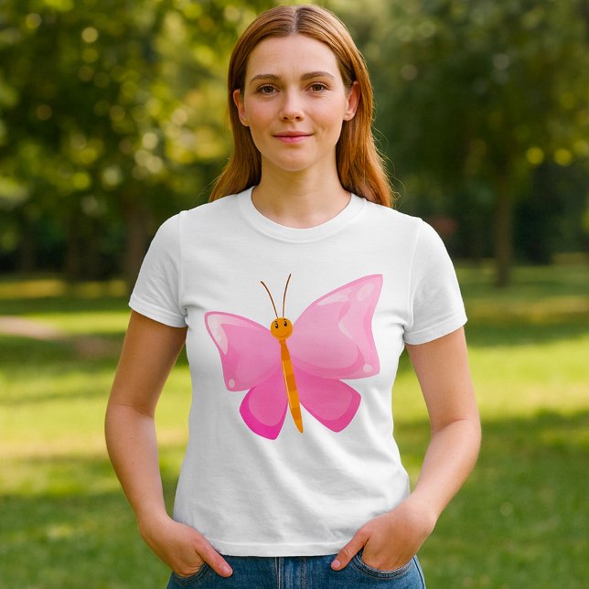 Adorable Pink Cartoon Butterfly  T-Shirt (Creator Uploaded)