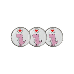 Adorable Pink Cartoon T-Rex Dinosaur Golf Ball Marker