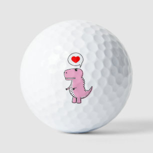 Adorable Pink Cartoon T-Rex Dinosaur Golf Balls