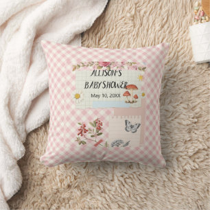 Adorable Pink Checkered Throw Pillow for Baby Show