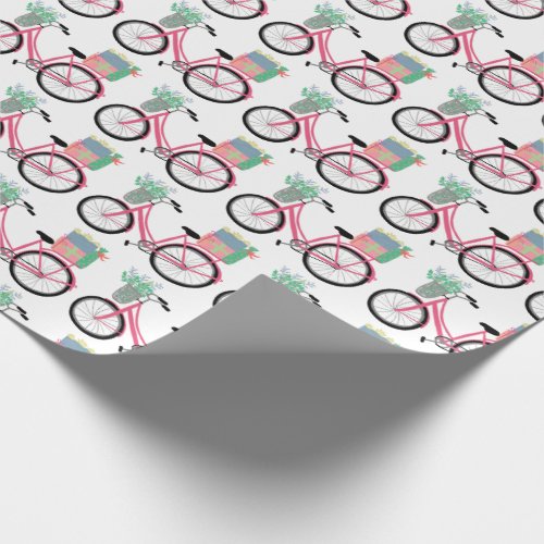 Adorable Pink Christmas Bicycle Holiday Xmas Gift  Wrapping Paper