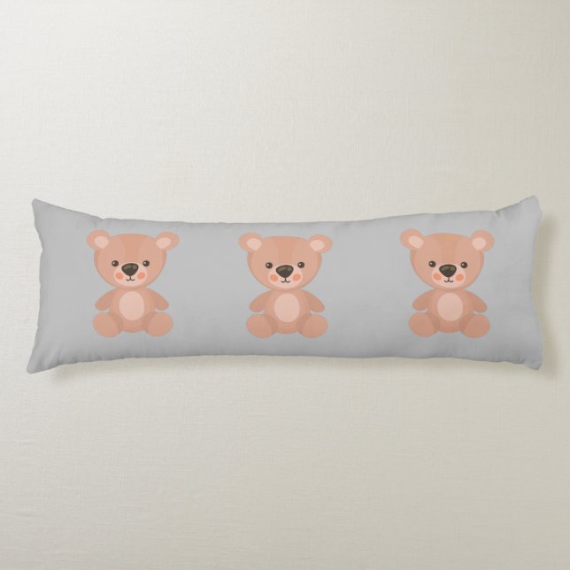 Adorable pink doll gray kids body pillow (Front)
