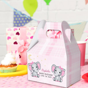 Adorable Pink Elephant Baby Shower Girl Favor Boxes