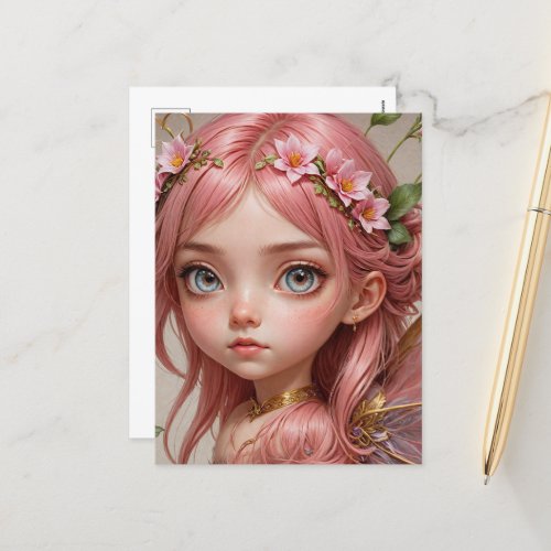 Adorable Pink Fairy Postcard