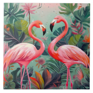 Adorable Pink Flamingo Ceramic Tile