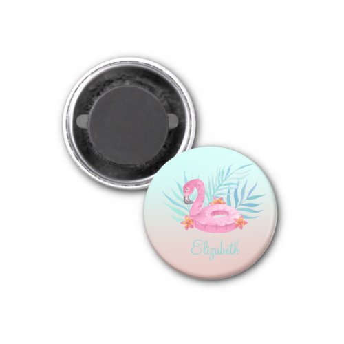 Adorable Pink Flamingo Palm Leaves  Magnet