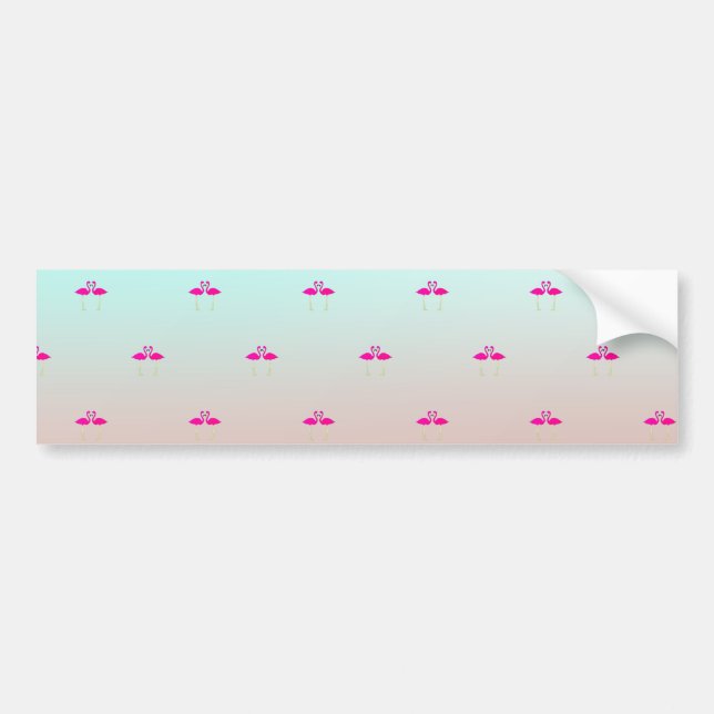 Adorable Pink Flamingos In Love Bumper Sticker (Front)