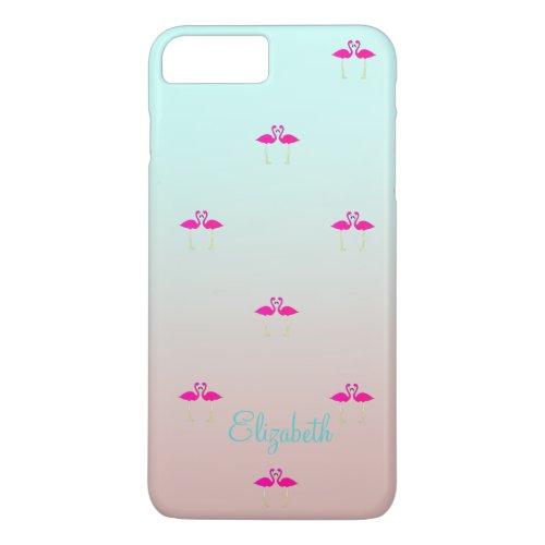 Adorable Pink Flamingos In Love_Personalized iPhone 8 Plus7 Plus Case