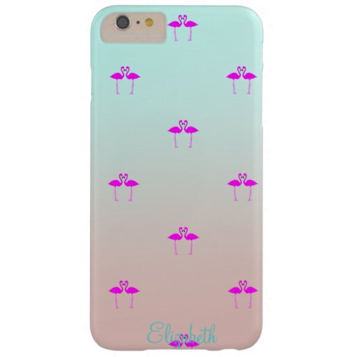 Adorable Pink Flamingos In Love_Personalized Barely There iPhone 6 Plus Case